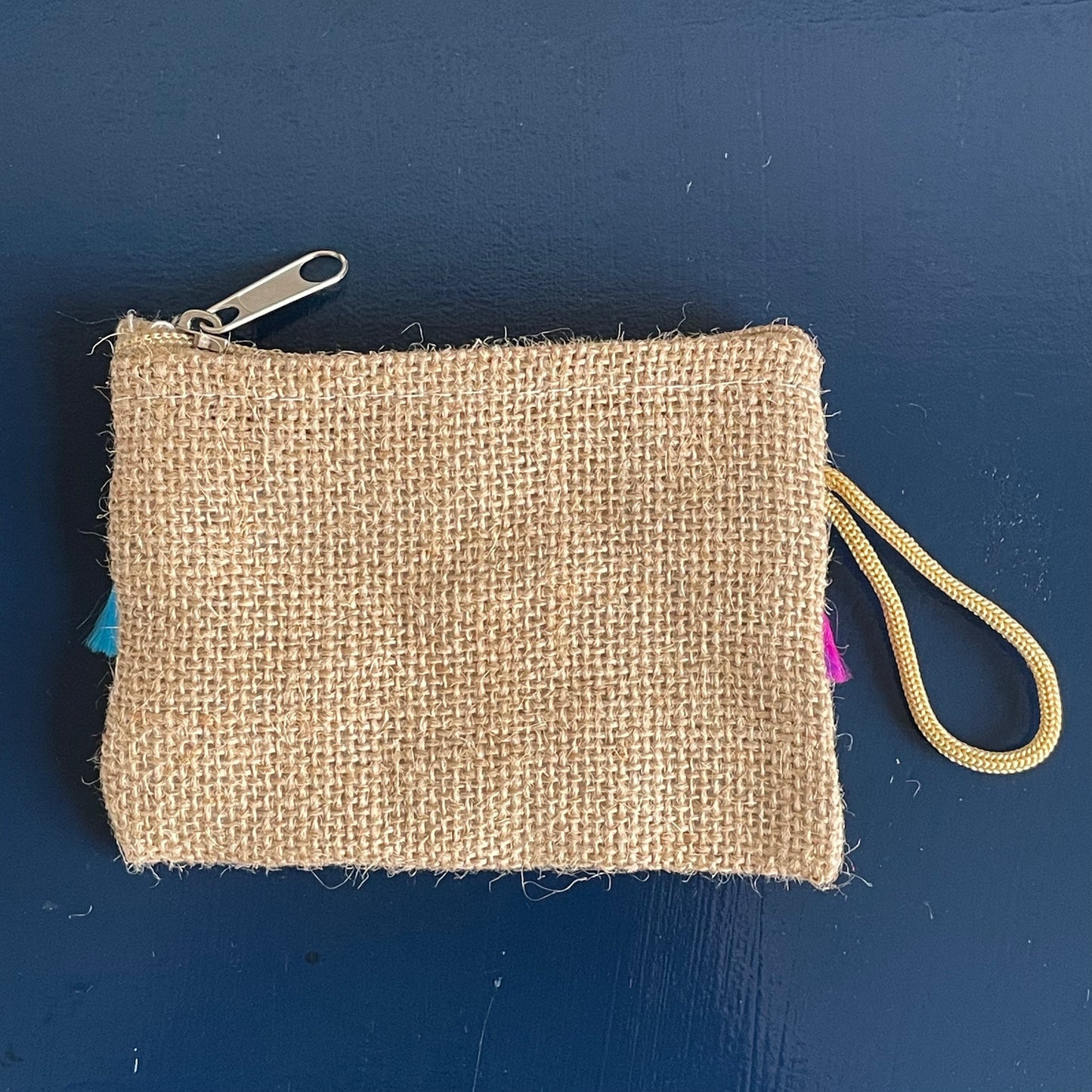 Small Tasselled Hessian Purse