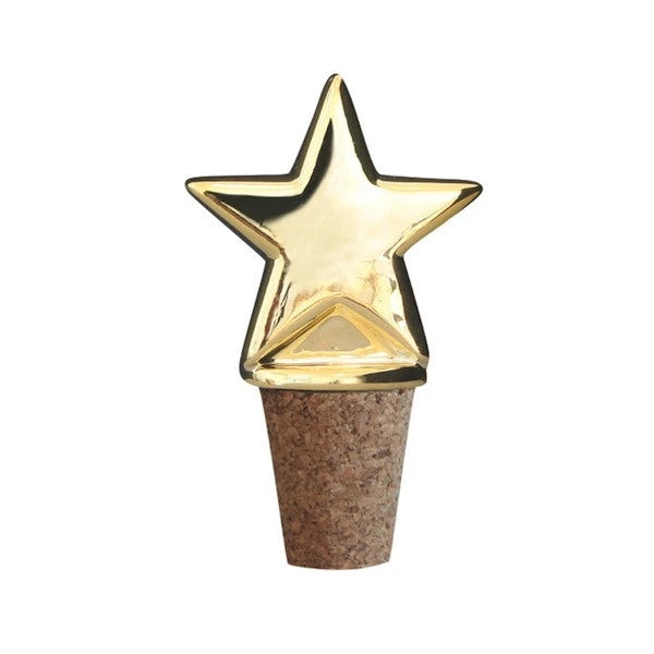 Ceramic Gold Star Bottle Stopper