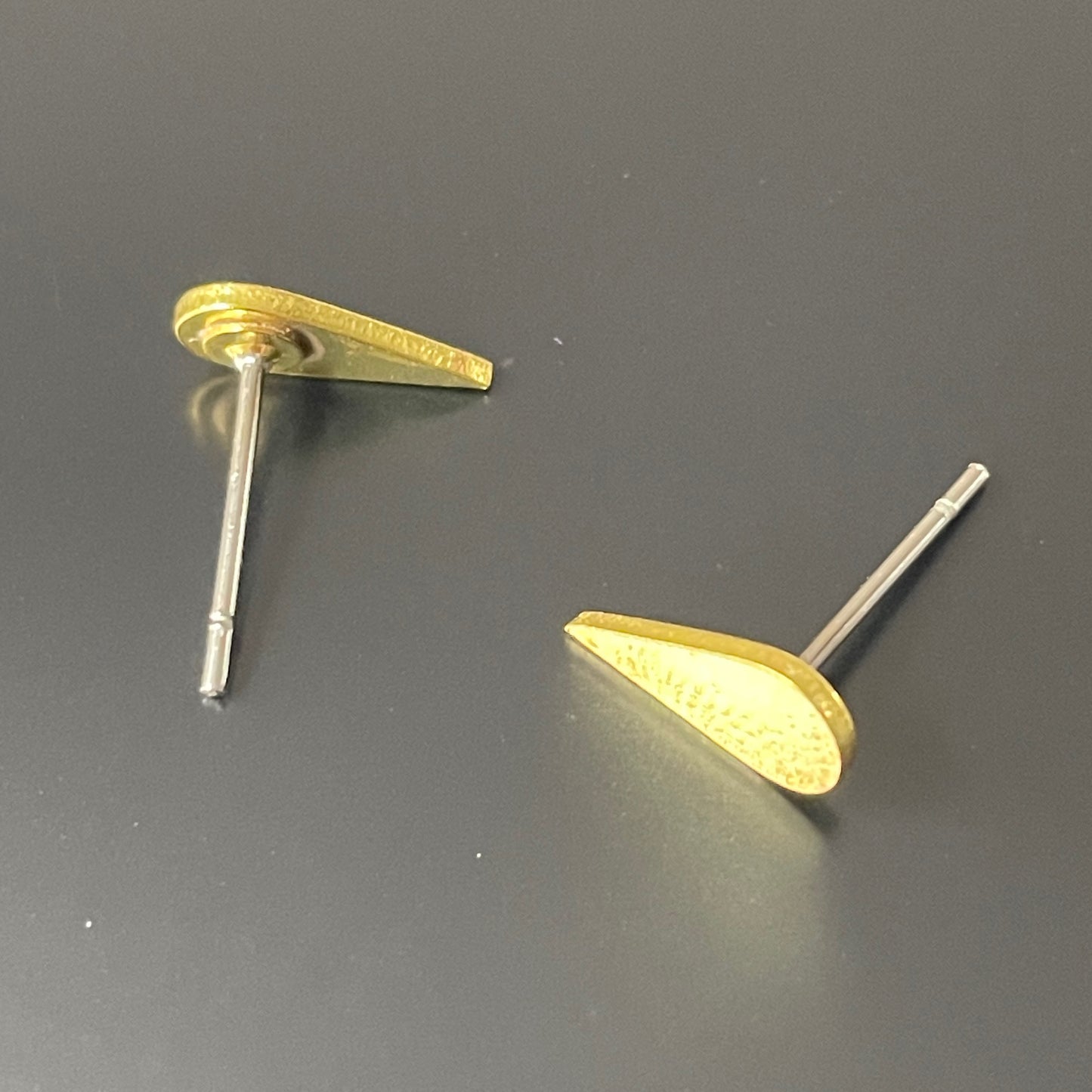 Irth Small Brass Teardrop Studs back