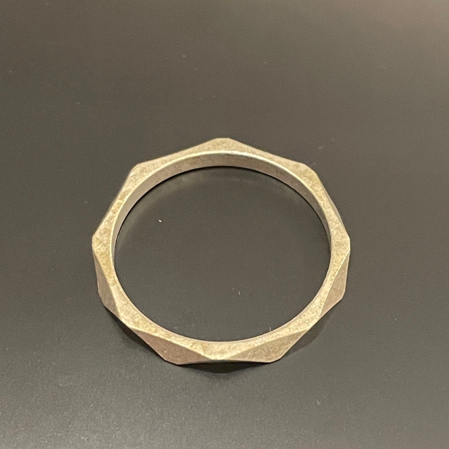 Faceted Antiqued Silver-Plated Ring