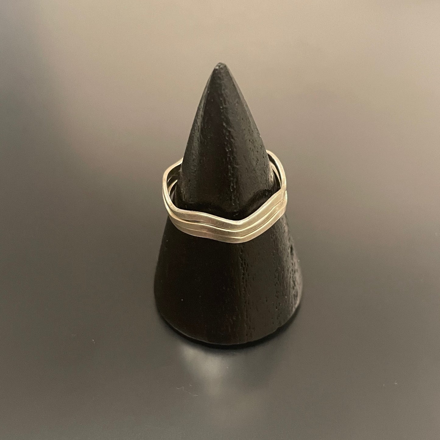 Wavy Antiqued Silver-Plated Rings stacked