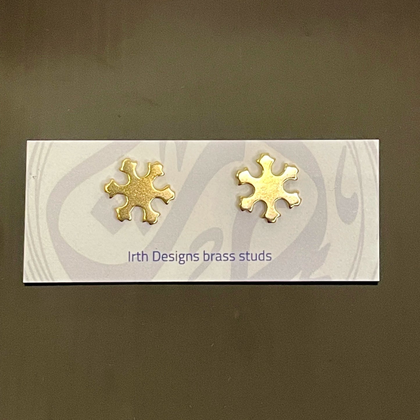 Brass Snowflake Studs on card