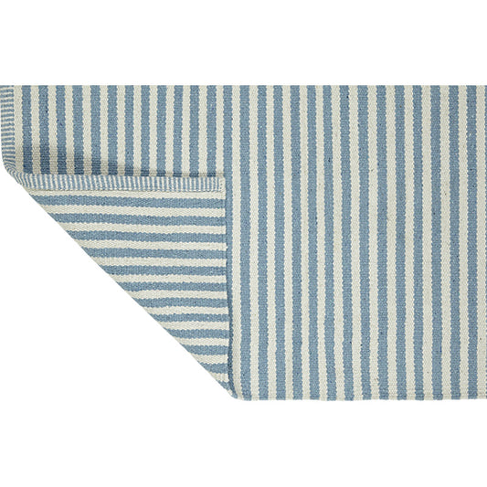 Paris Pale Blue and White Striped Recycled Cotton Rug detail