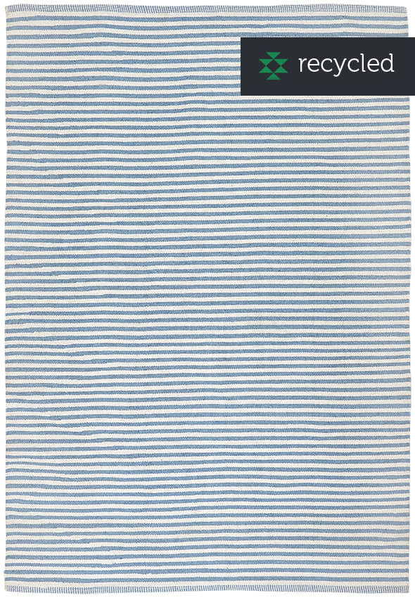 Paris Pale Blue and White Striped Recycled Cotton Rug