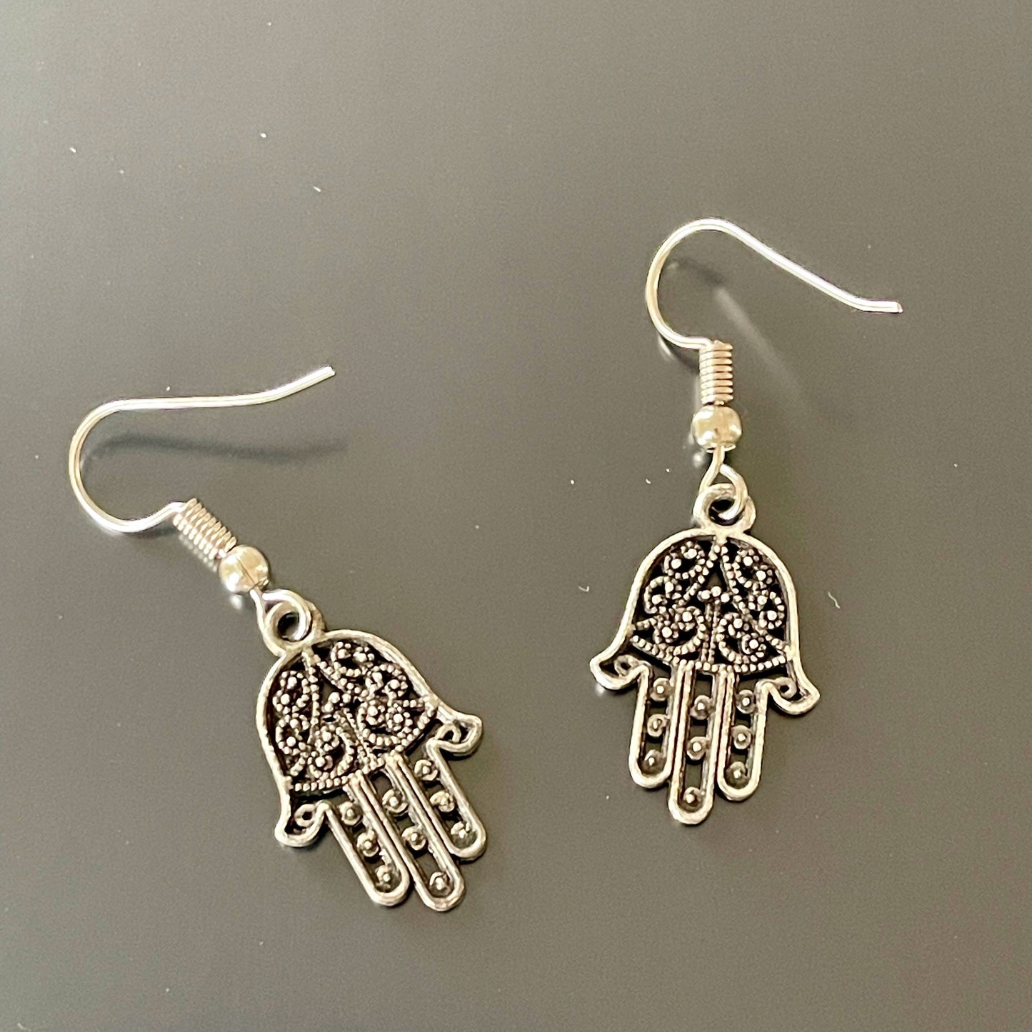 Hand of Fatima Small Drop Earrings backs