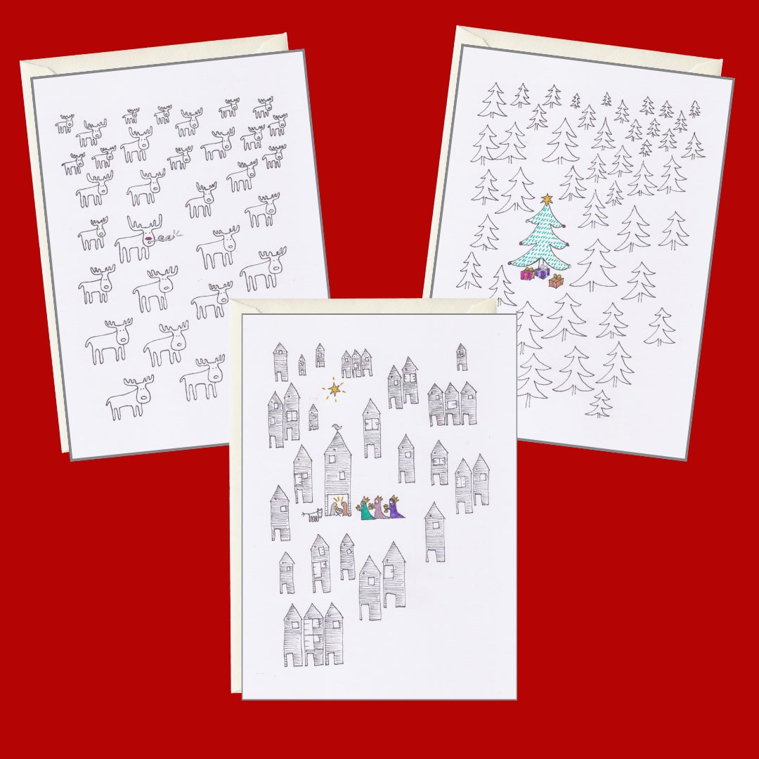 Pack of 6 Seasonal A6 Cards by Olivia Bishop