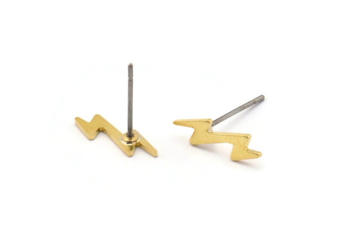 Irth Brass Lightning Bolt Studs detail