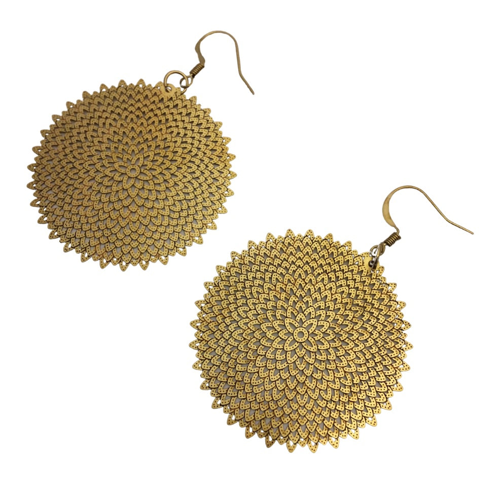 Irth Petal Mandala Brass Earrings 2