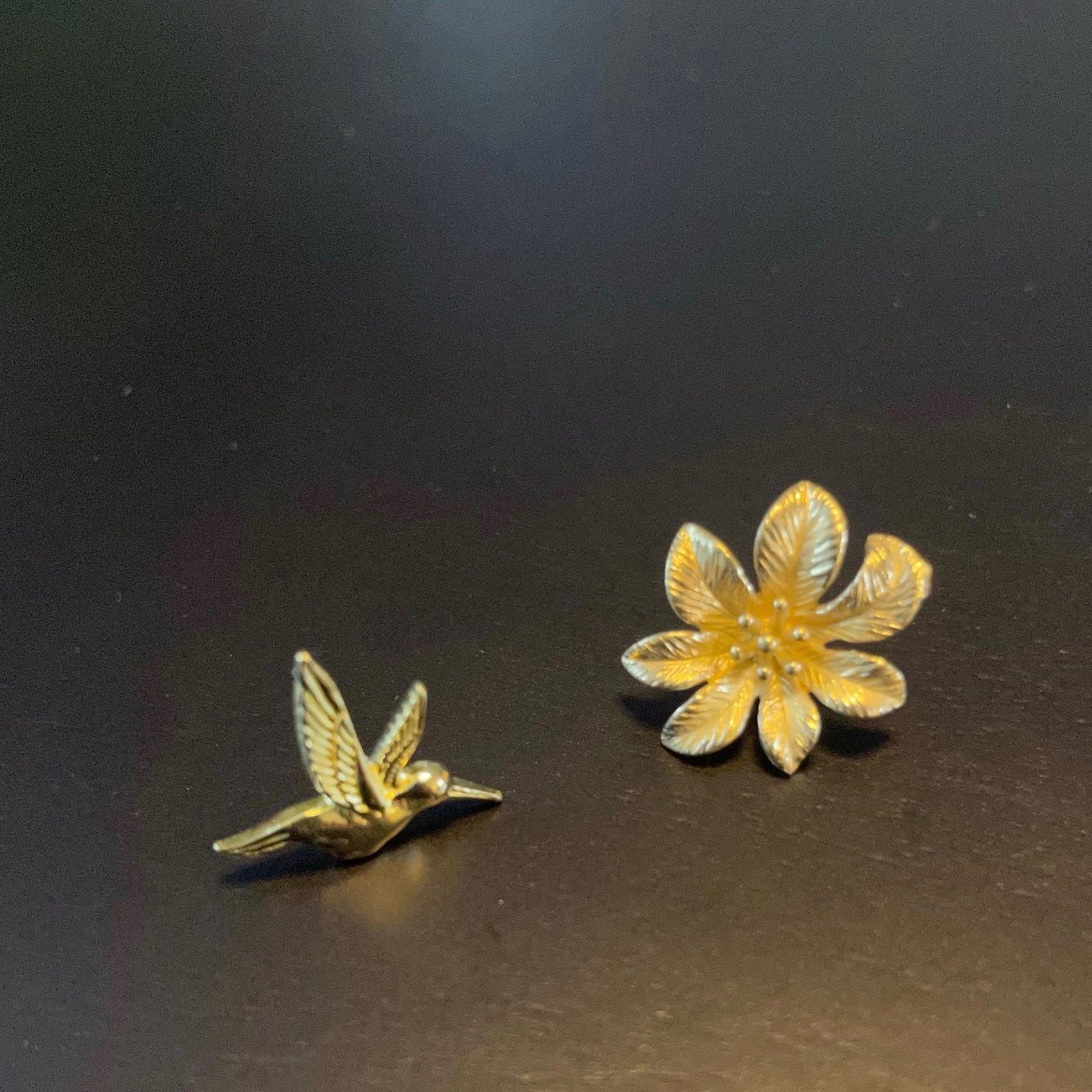Irth Mis-match Brass Bird & Flower Studs
