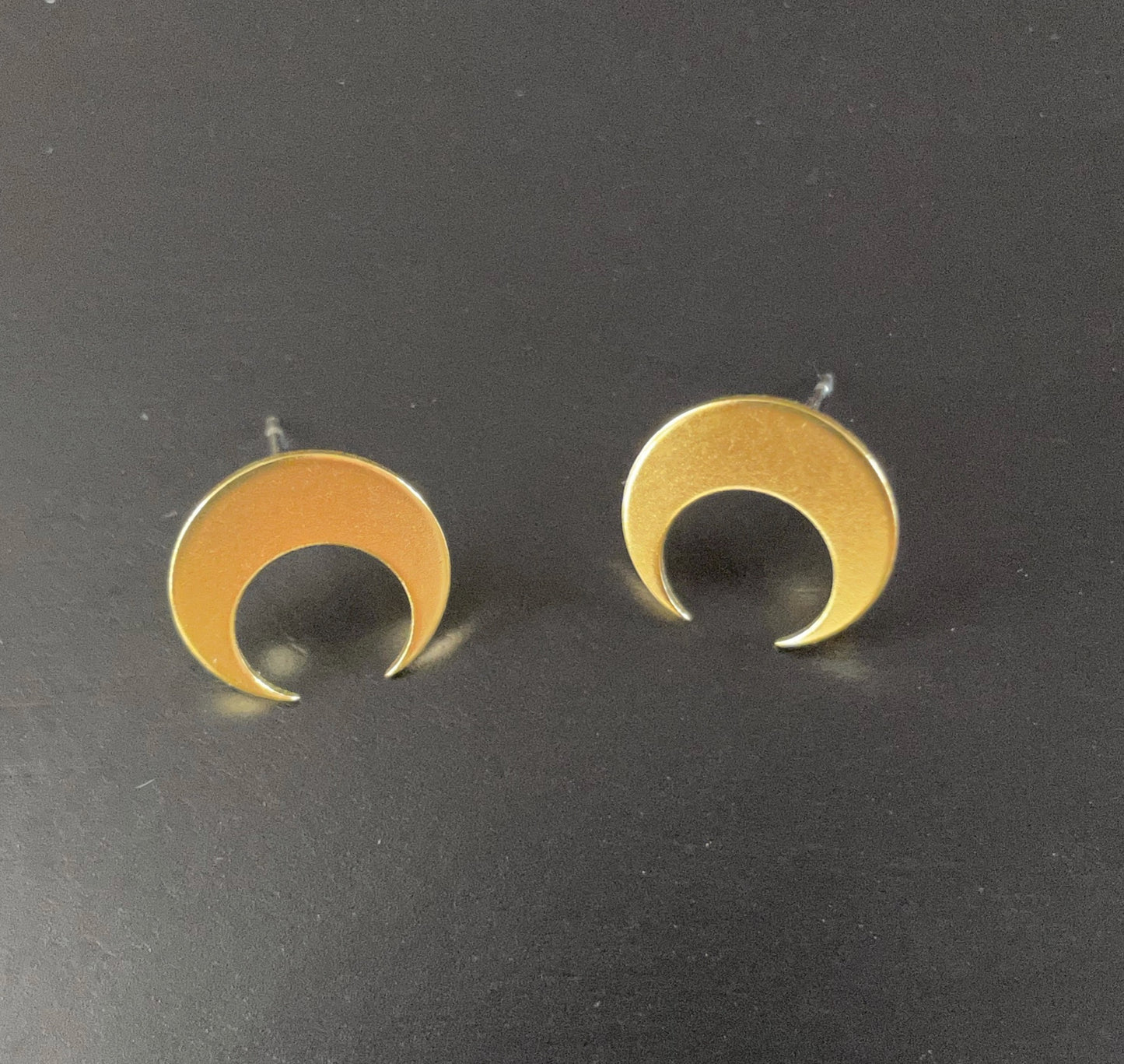 Irth Brass Crescent Moon Studs