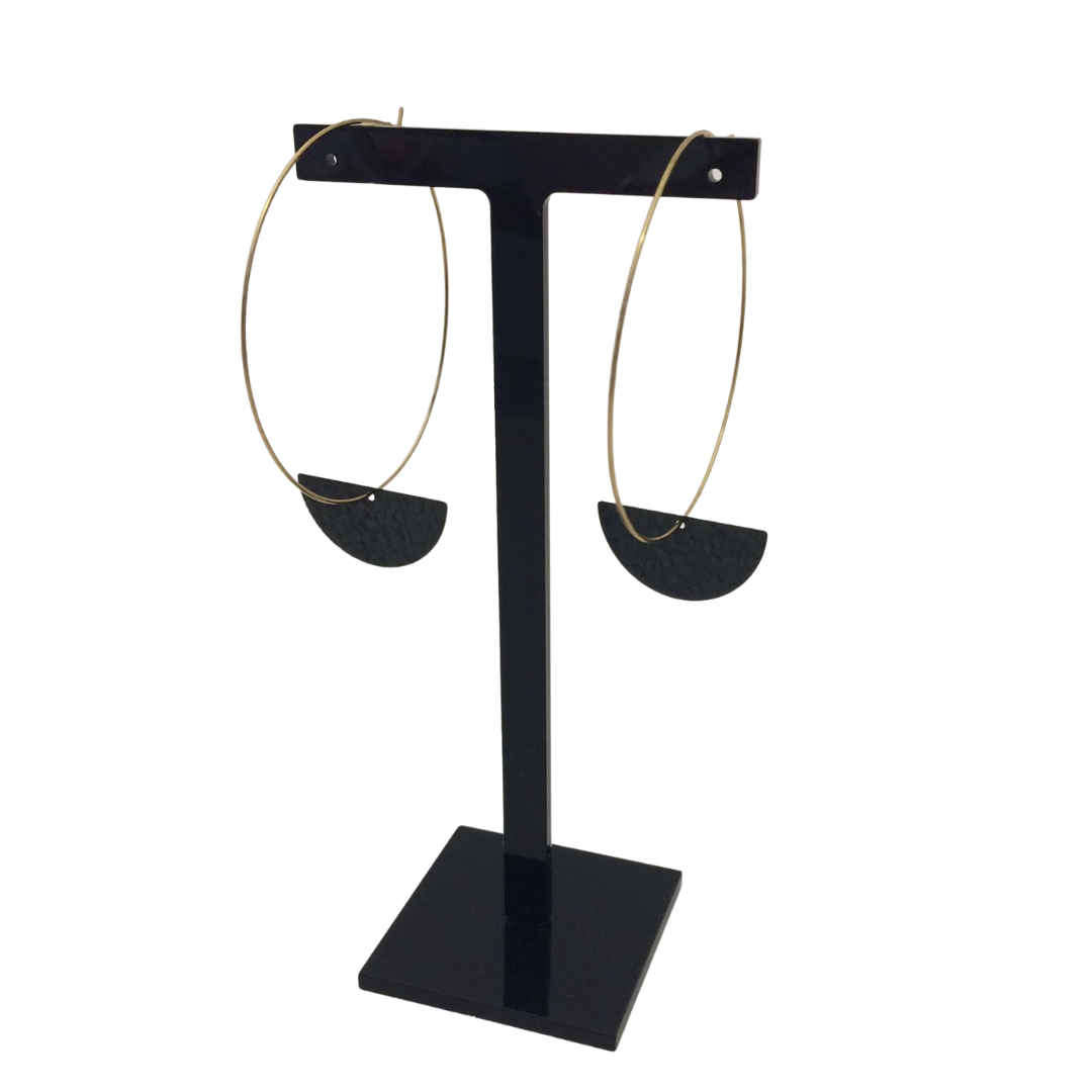 Irth Oxidised Semi-circle Large Brass Hoops