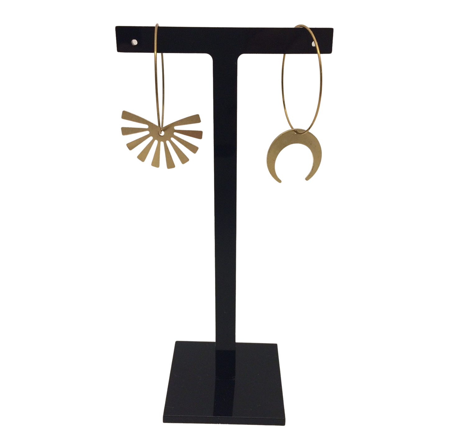 Irth Sunrays & Moon Medium Brass Hoops