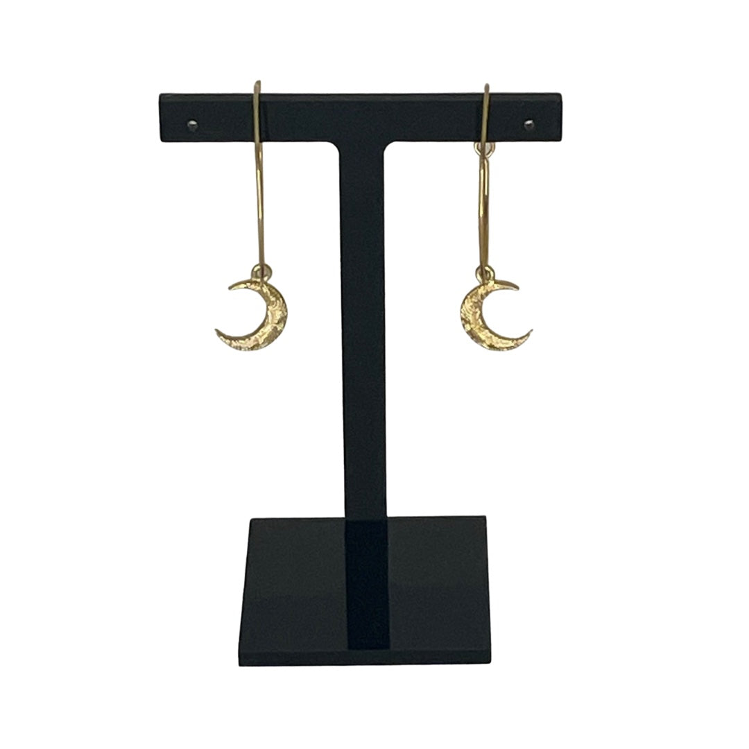 Irth Textured Moon Medium Brass Hoops