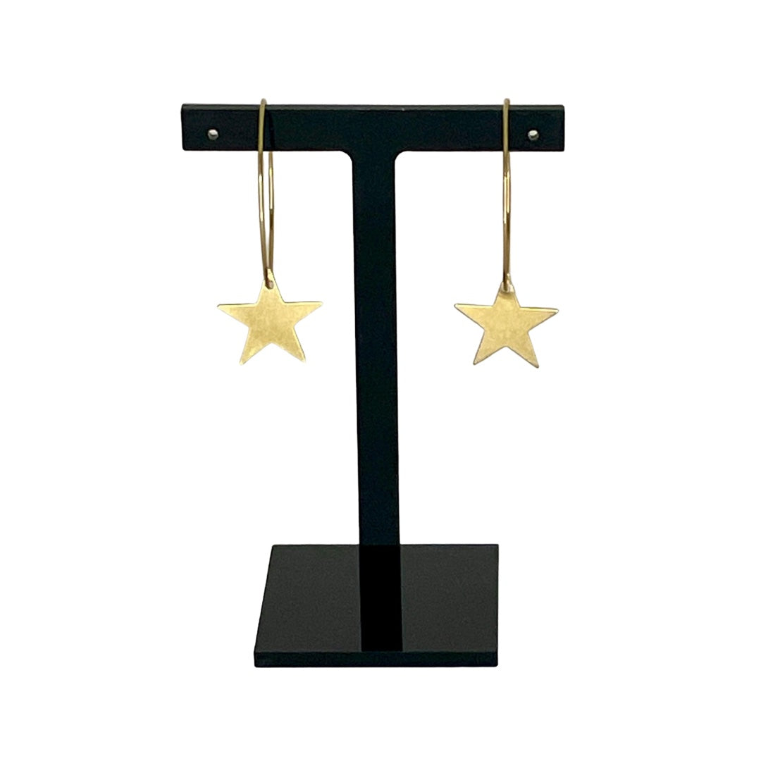 Irth Stars Medium Brass Hoops