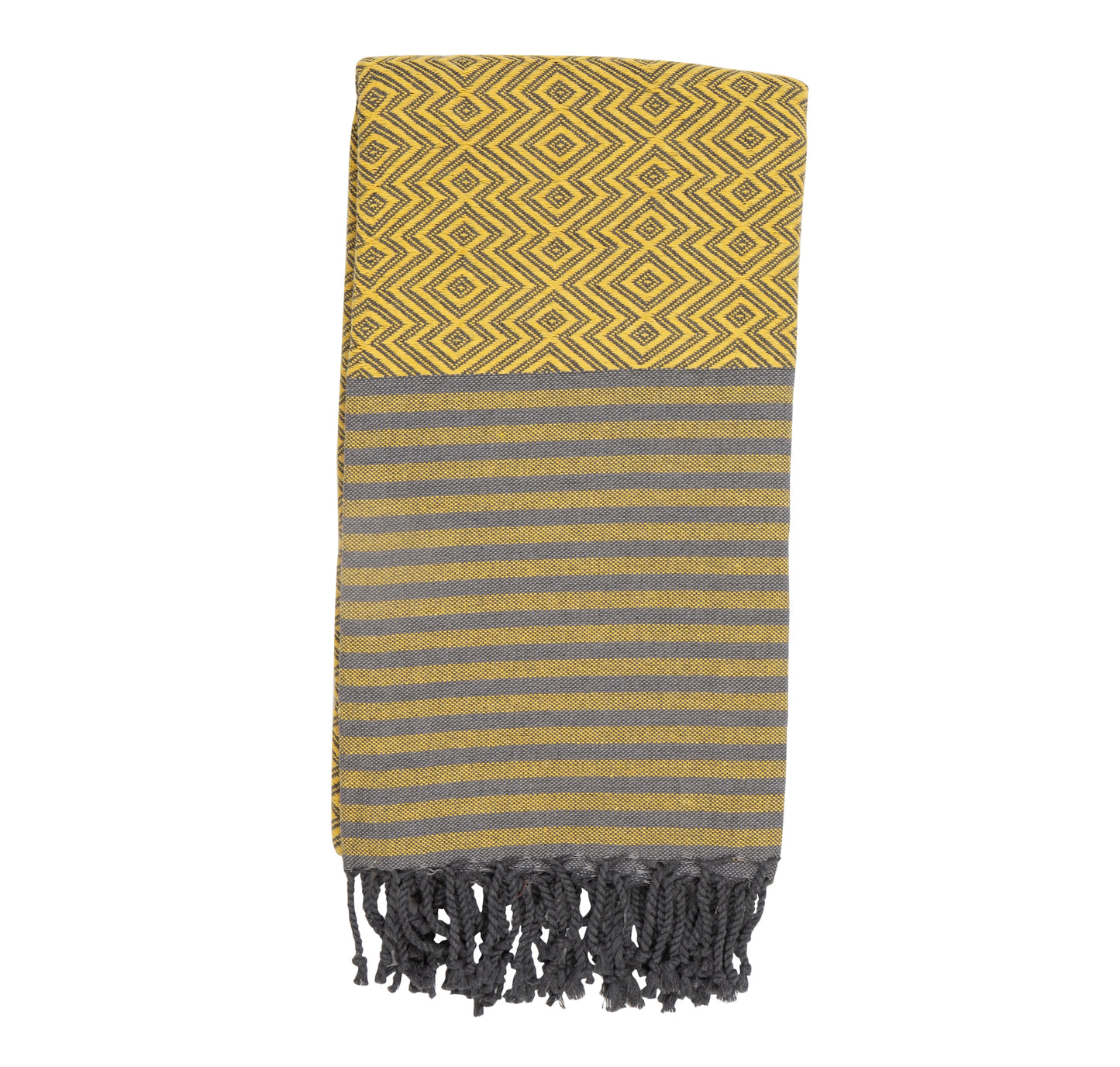 Mustard Diamond Pattern Turkish Hammam Towel