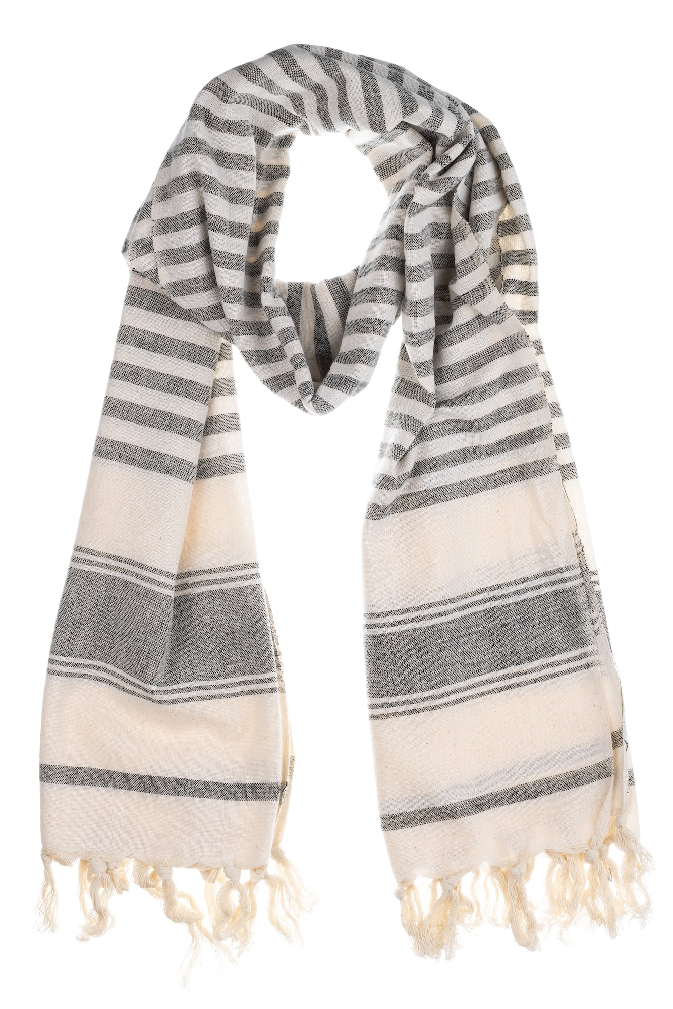 Grey Striped Hammam Style Scarf