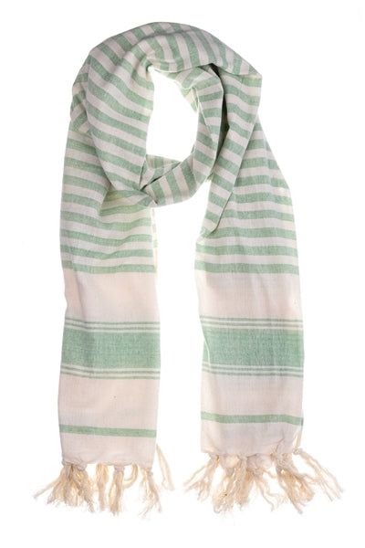 Mint Green Striped Hammam Style Scarf