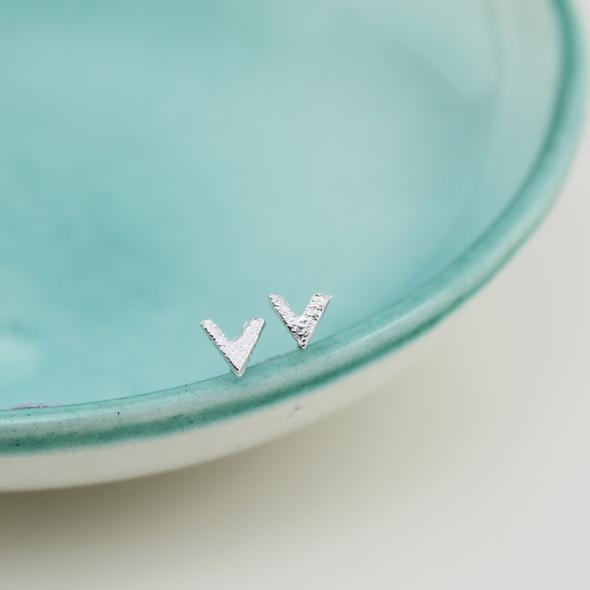 Sterling Silver Mini Chevron Studs