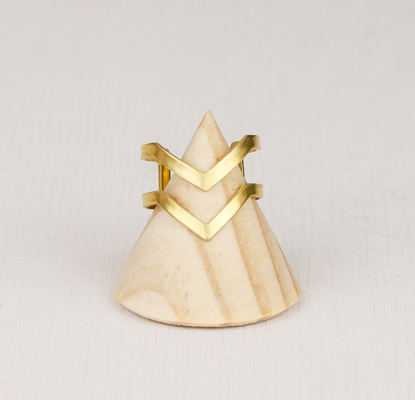 Chevron Adjustable Brass Ring