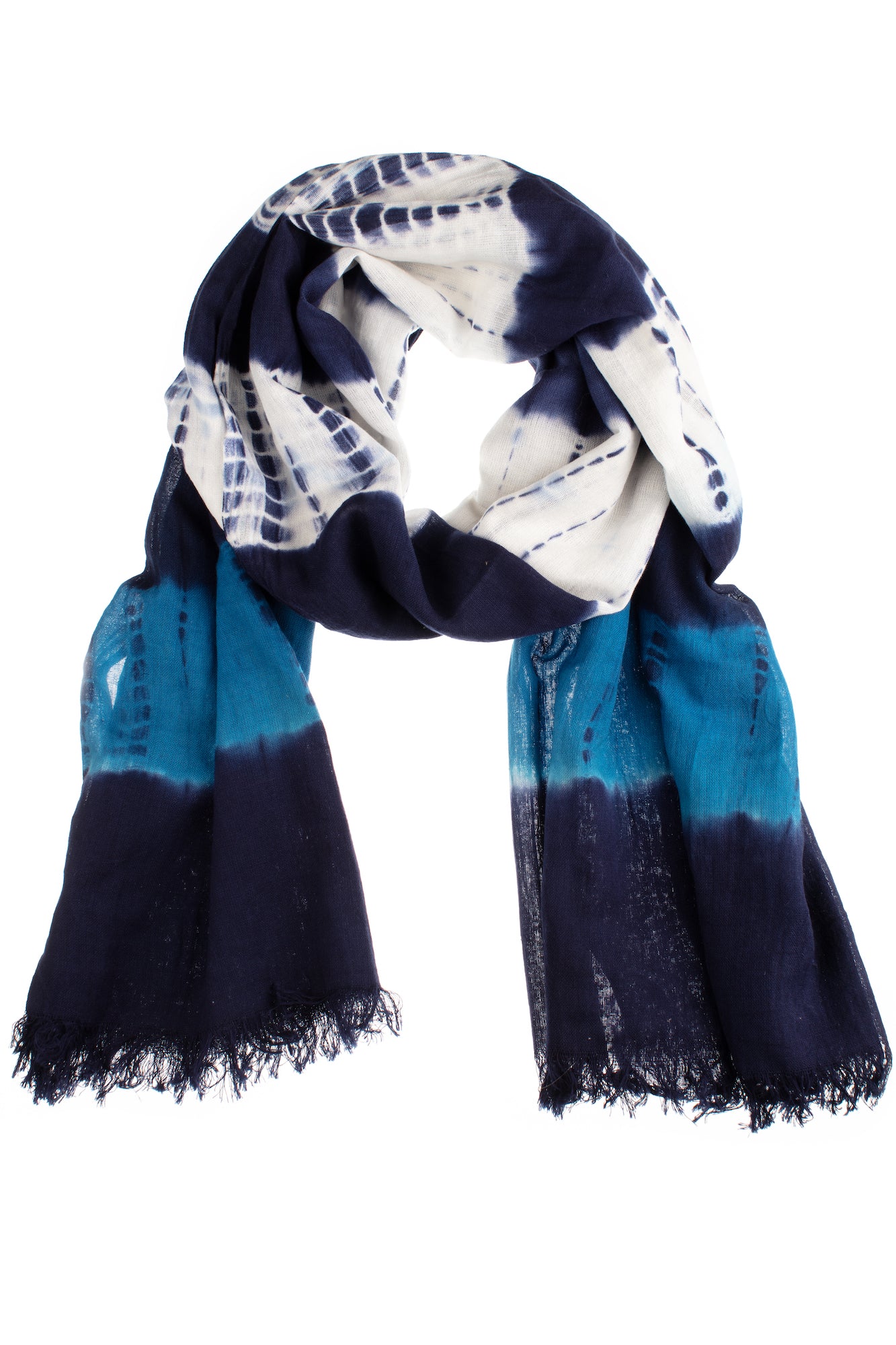 Tie-Dye Indigo Striped Cotton Scarf