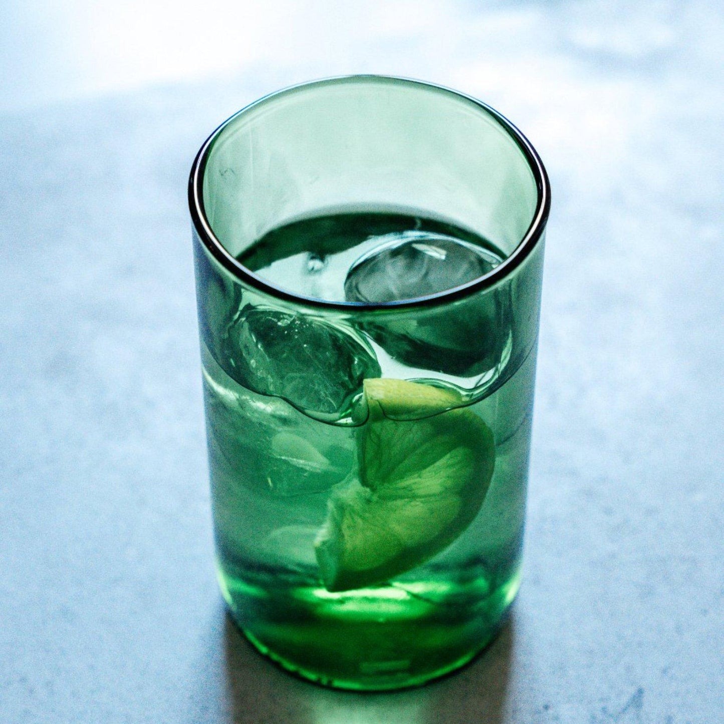 Set of Tall Green Upcycled Drinking Glass