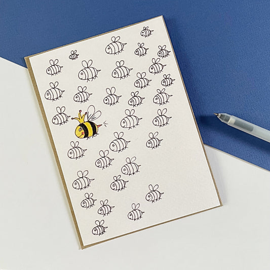 Queen Bee Greetings Card by Olivia Bishop