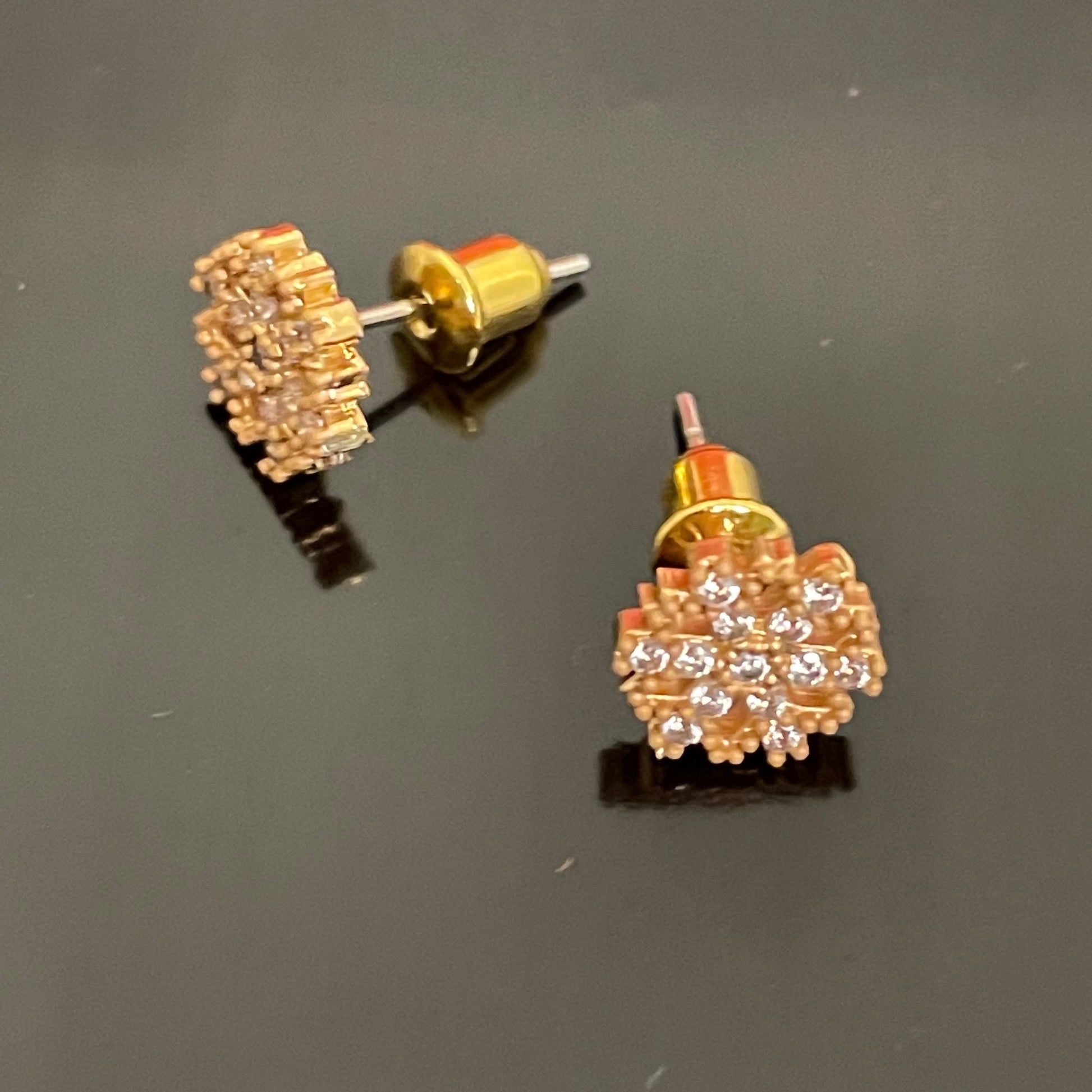 Gold-plated Brass & Clear Zircon Snowflake Studs