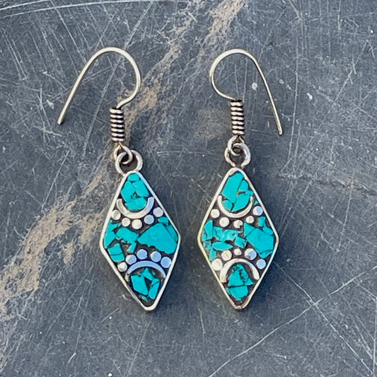 Berber Turquoise Diamond-shaped Earrings