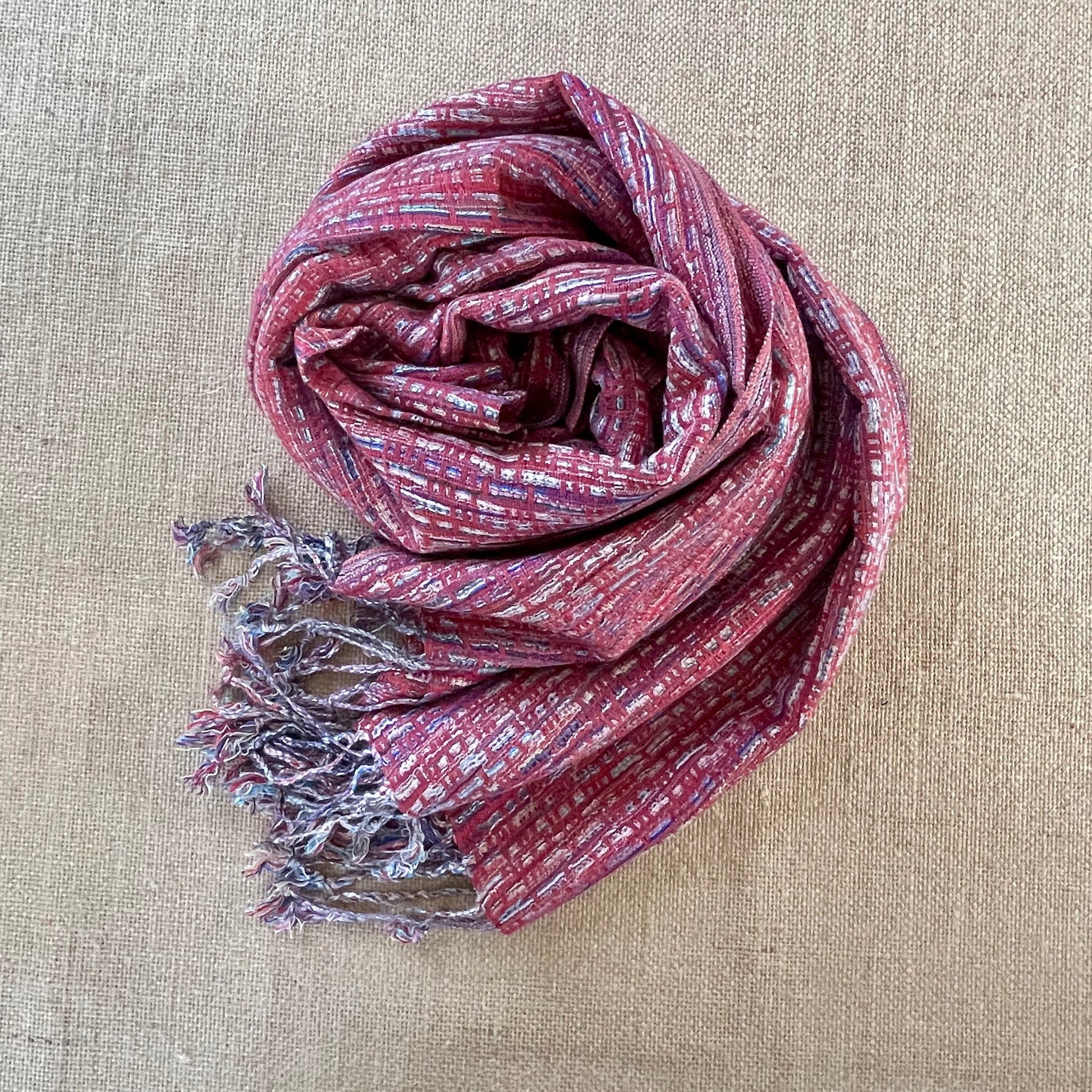 Woven Moroccan Pashmina Scarf in Red