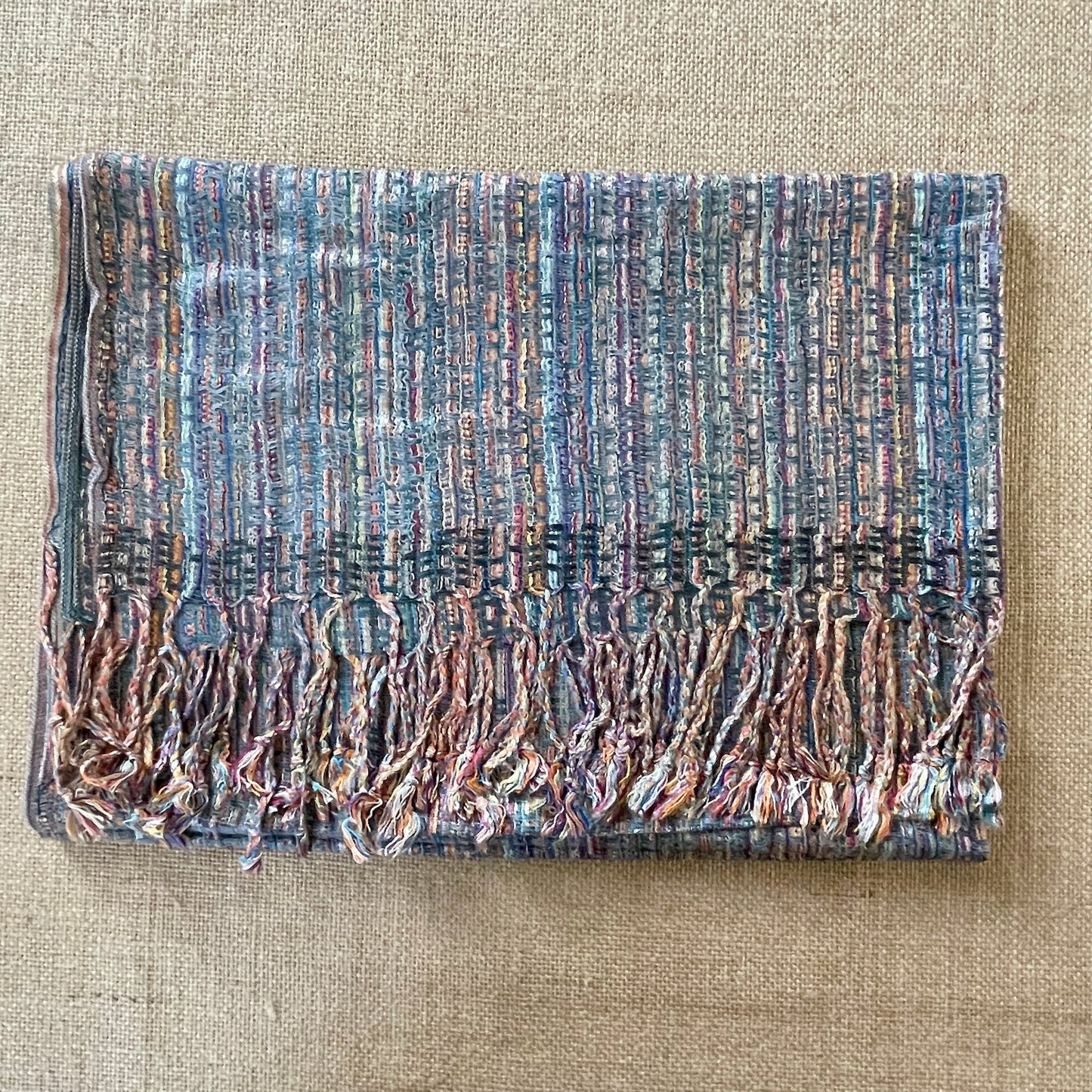 Woven Moroccan Pashmina Scarf in Sage Green folded