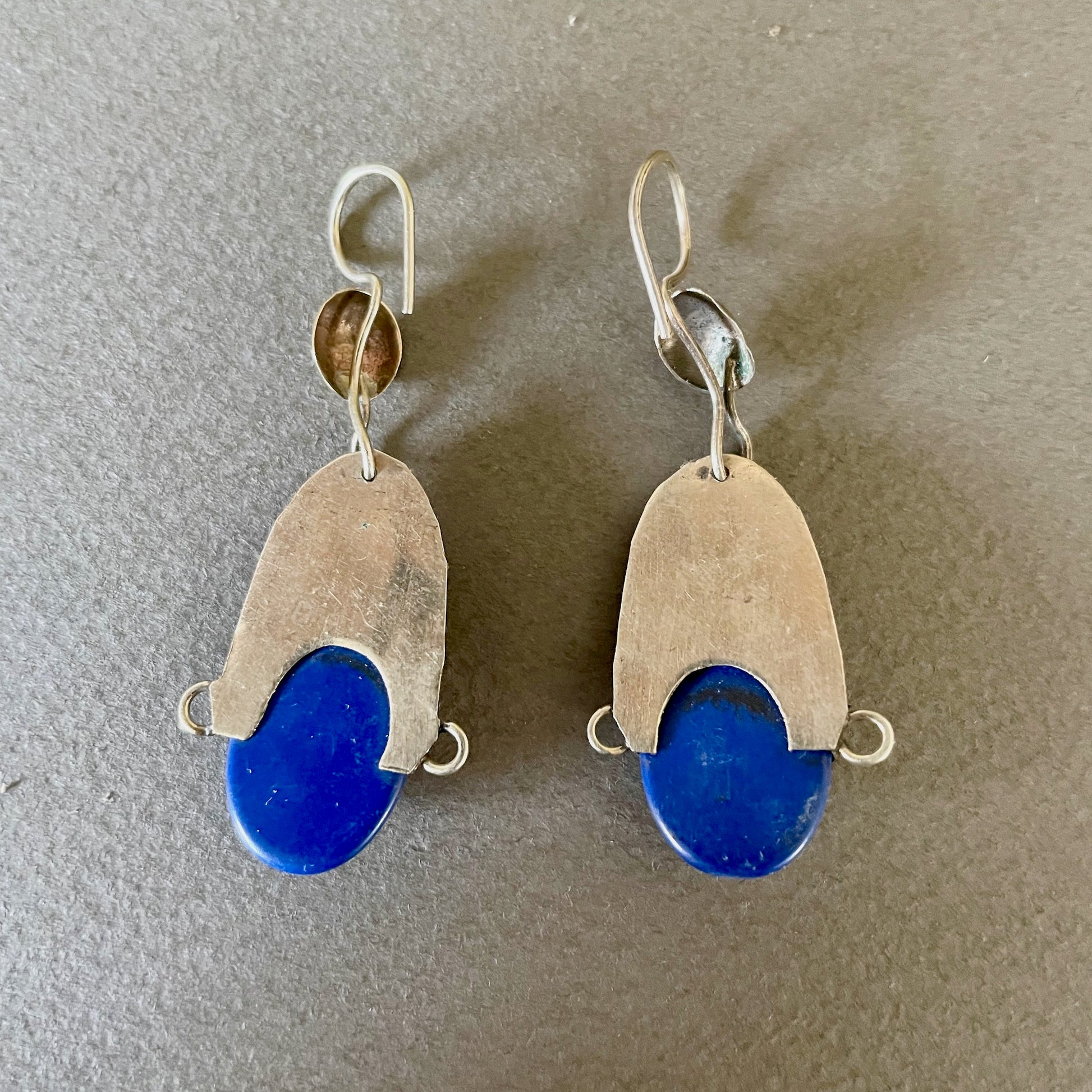 Tuareg Silver & Blue Gemstone Earrings reverse