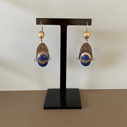 Tuareg Silver & Blue Gemstone Earrings