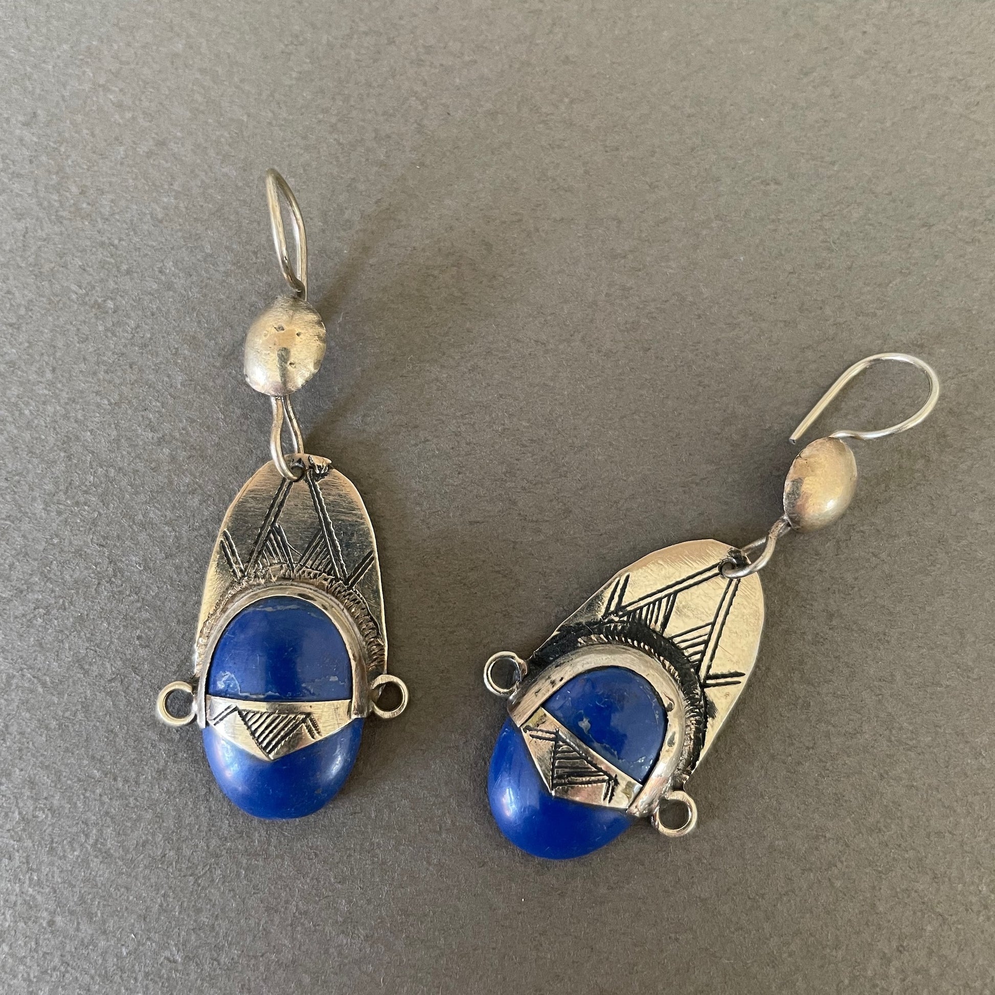 Tuareg Silver & Blue Gemstone Earrings 1