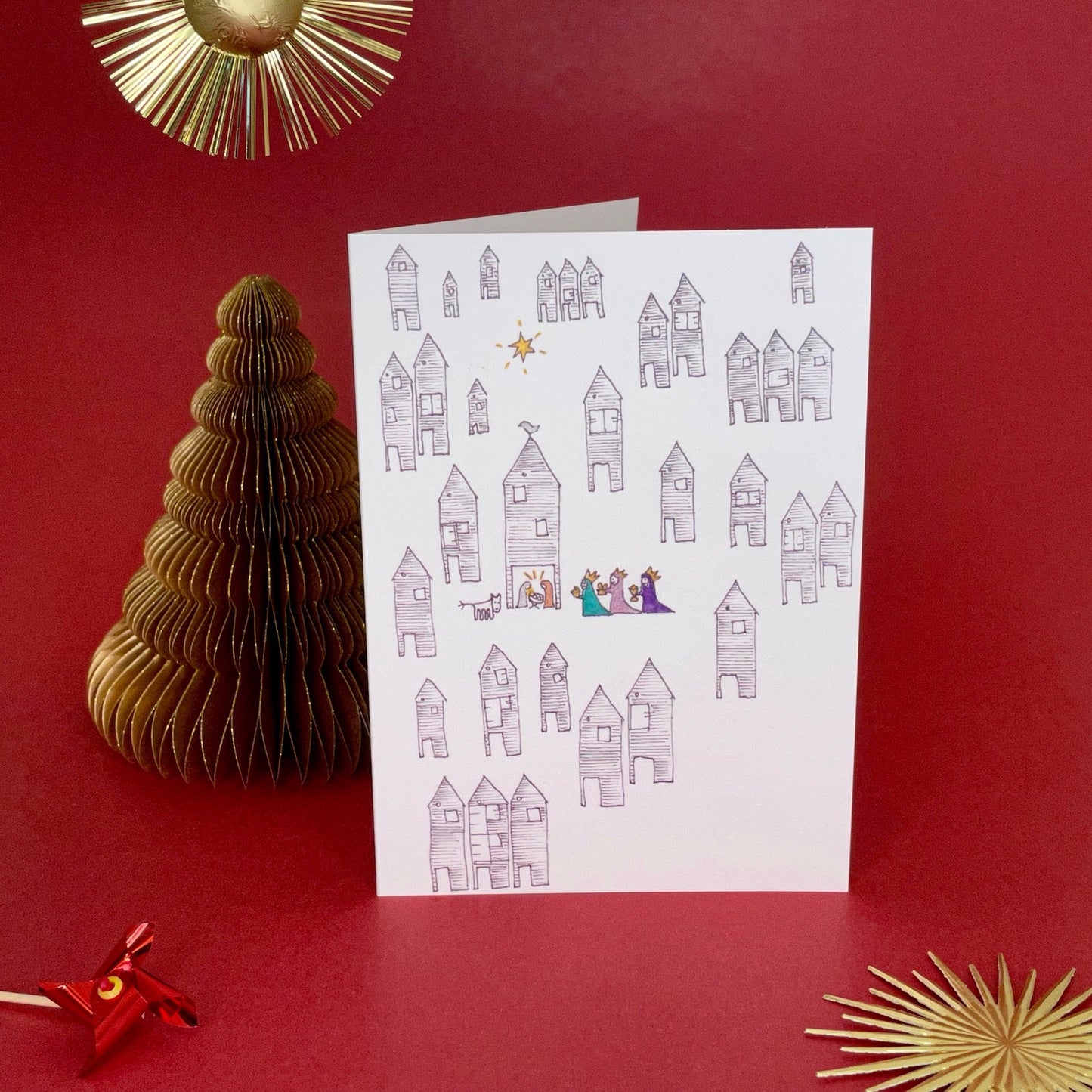 Net Hut Nativity Card by Olivia Bishop