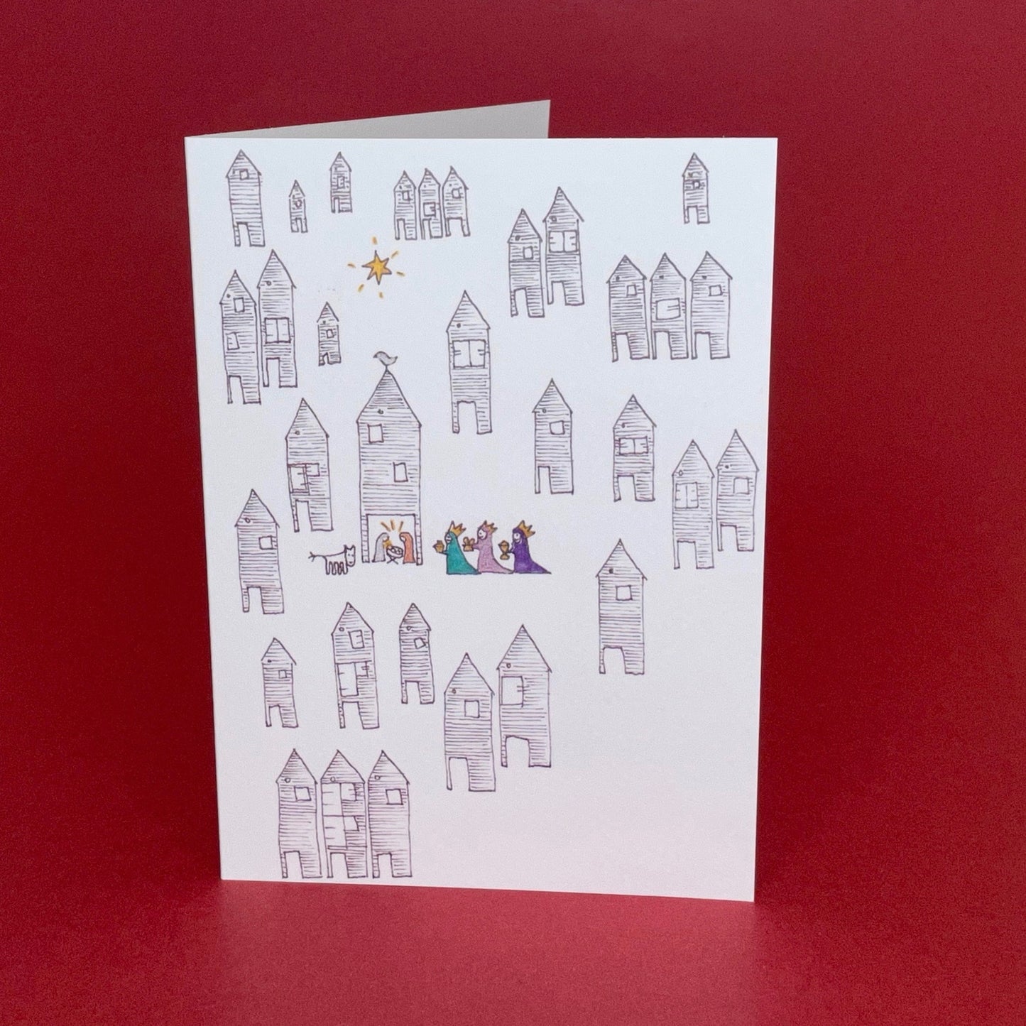 Net Hut Nativity 7x5 Card by Olivia Bishop
