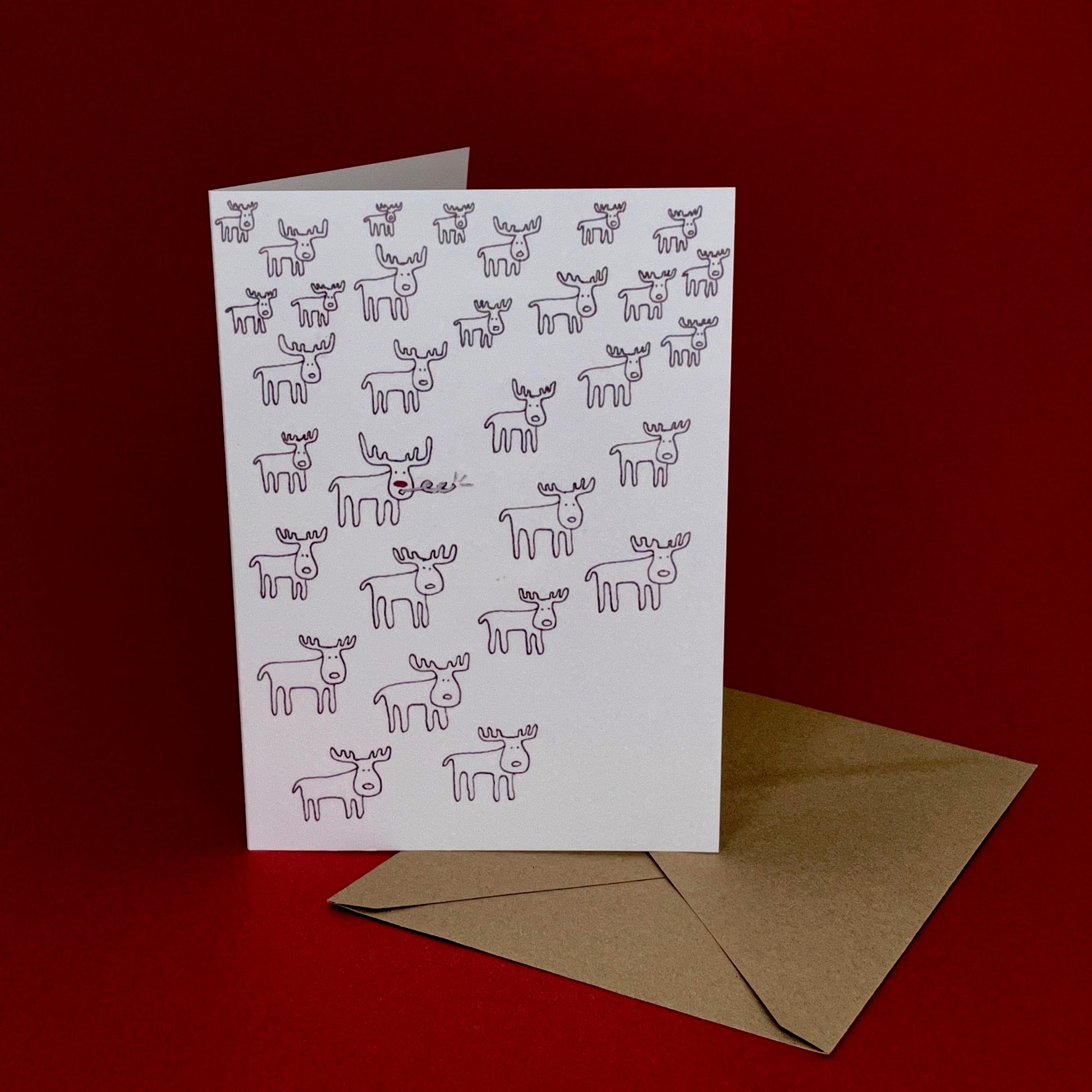 Rockin' Reindeer 7x5 Card by Olivia Bishop with envelope
