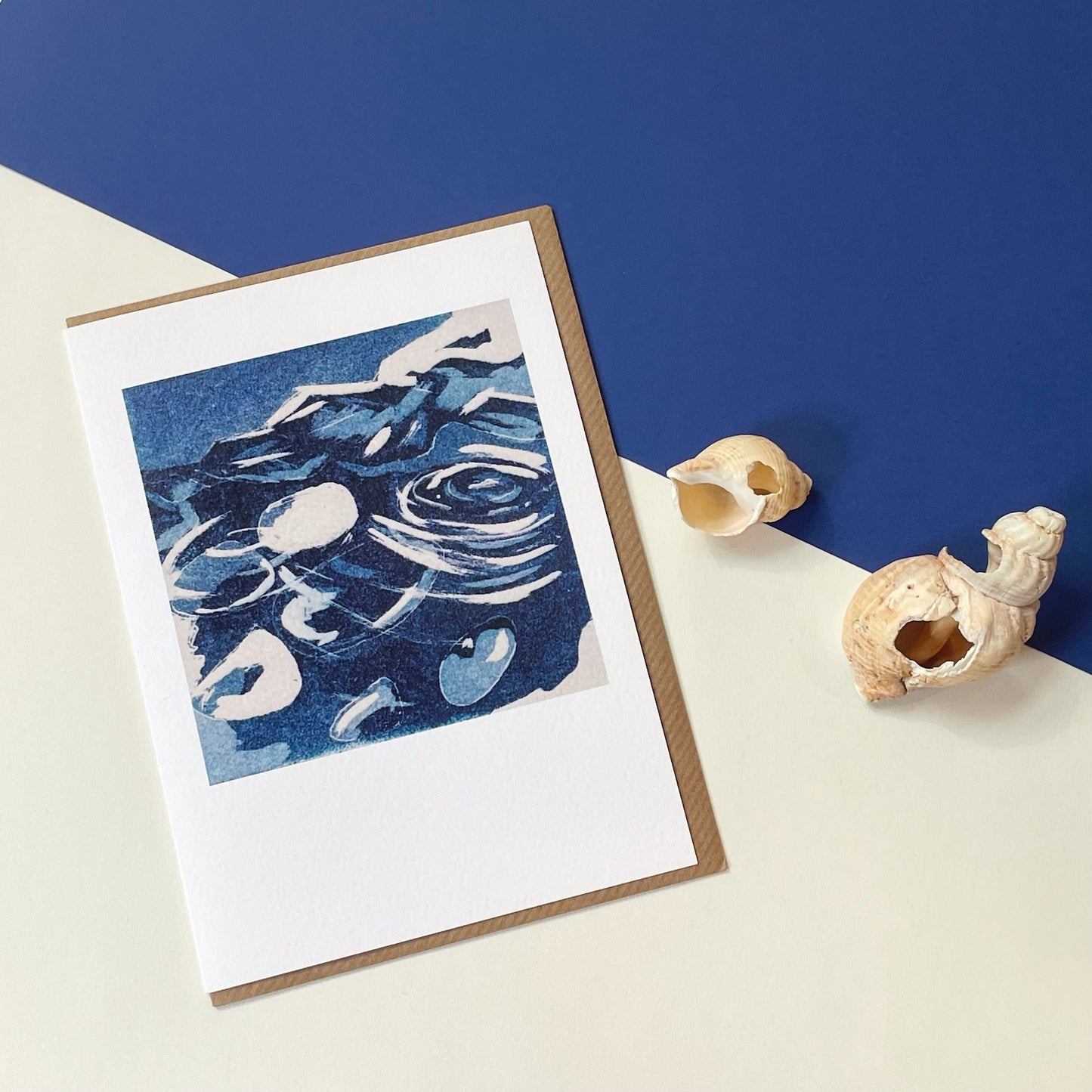 Blue Abstract Greetings Card by Olivia Bishop