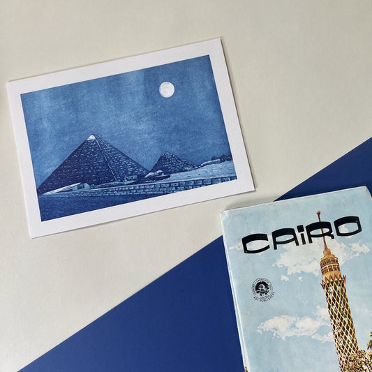 Blue Cairo Greetings Card by Olivia Bishop