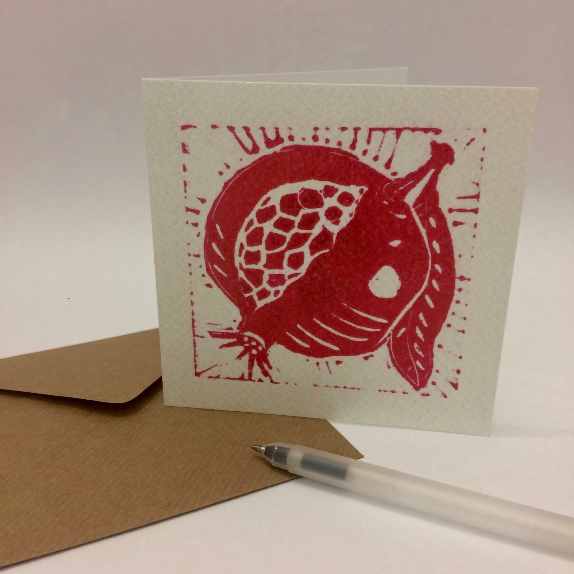 Pomegranate Linocut Greetings Card2