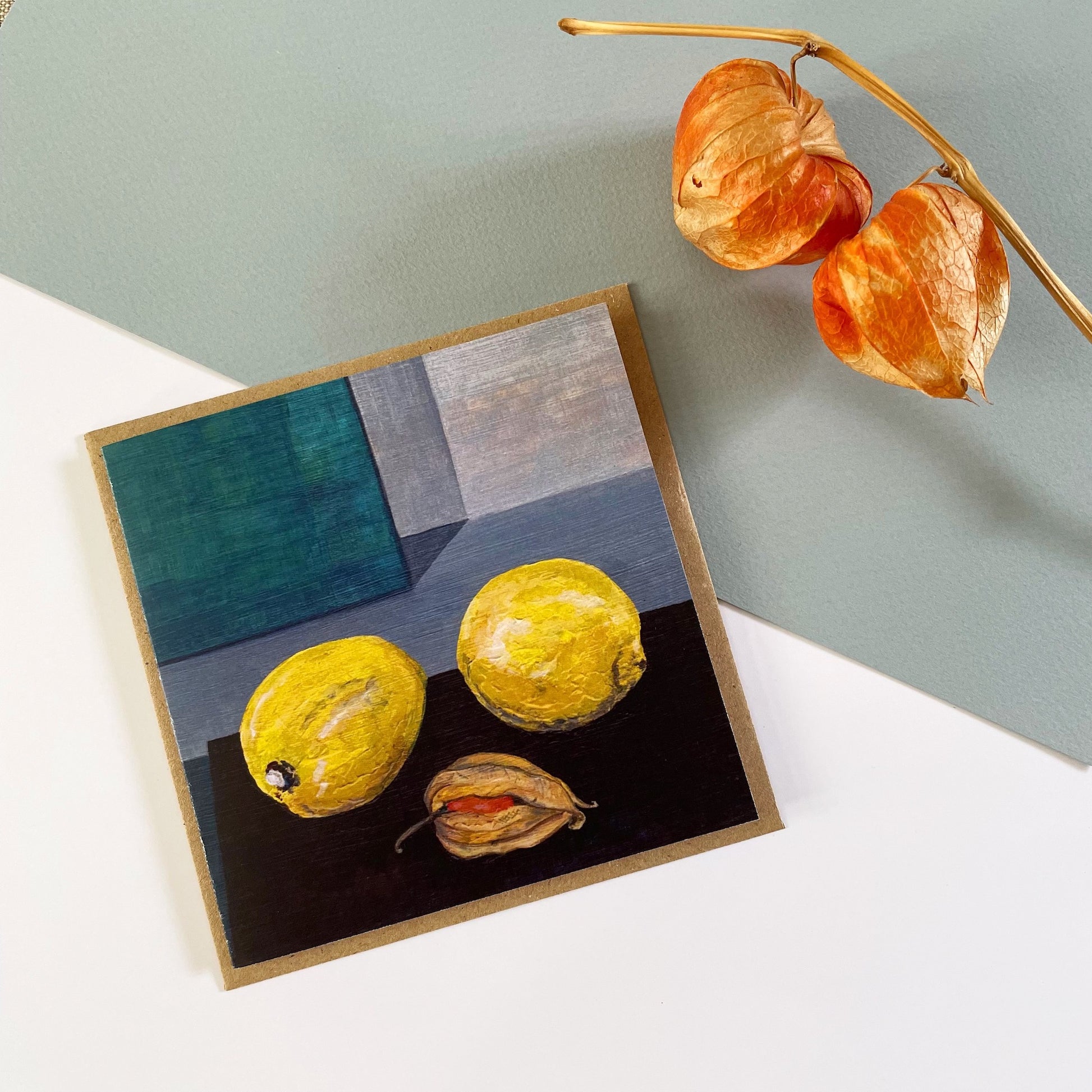 Still Life with Lemons & Physalis Greetings Card