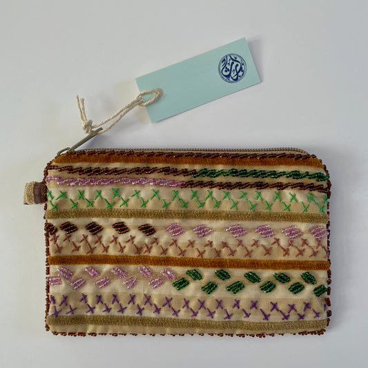 Beige Medium Bedouin Beaded Purses