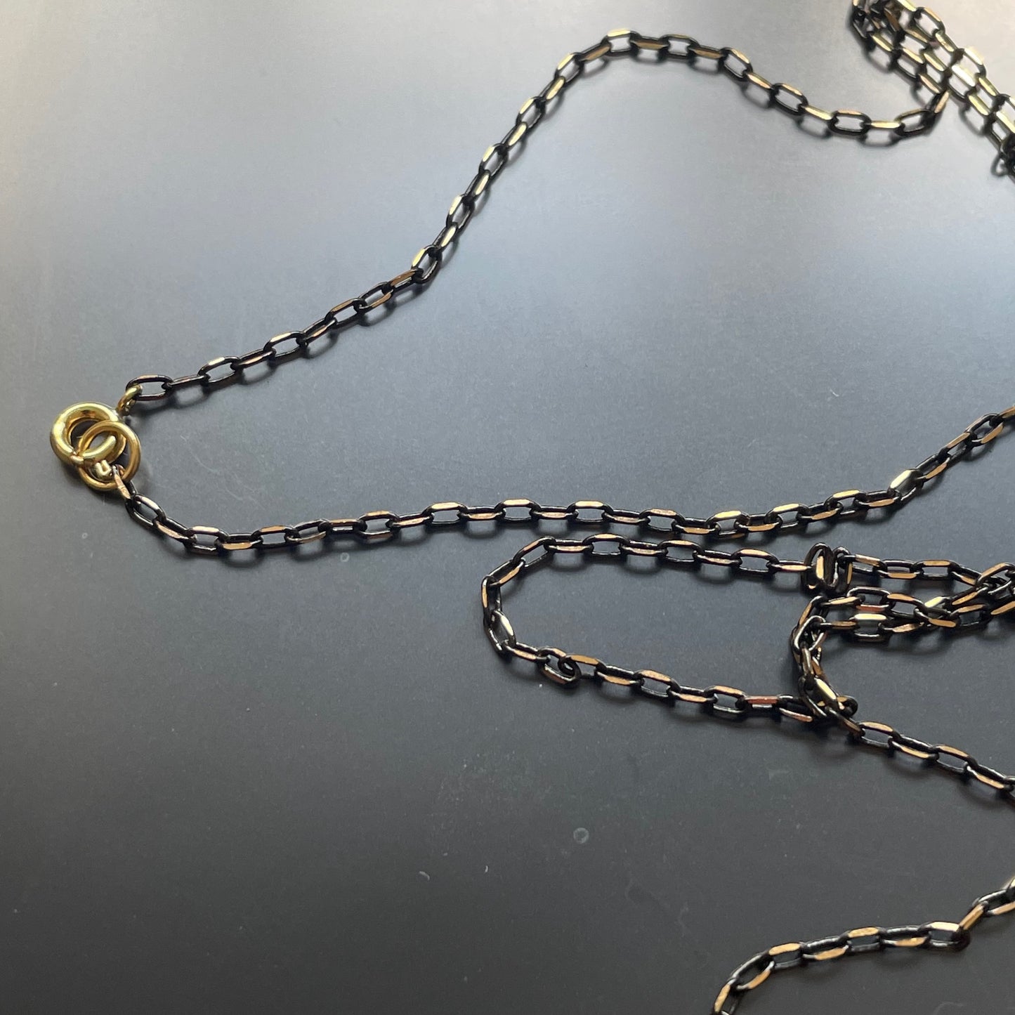 Oxidised Sparkled Brass Necklace with Semi-circle Pendant