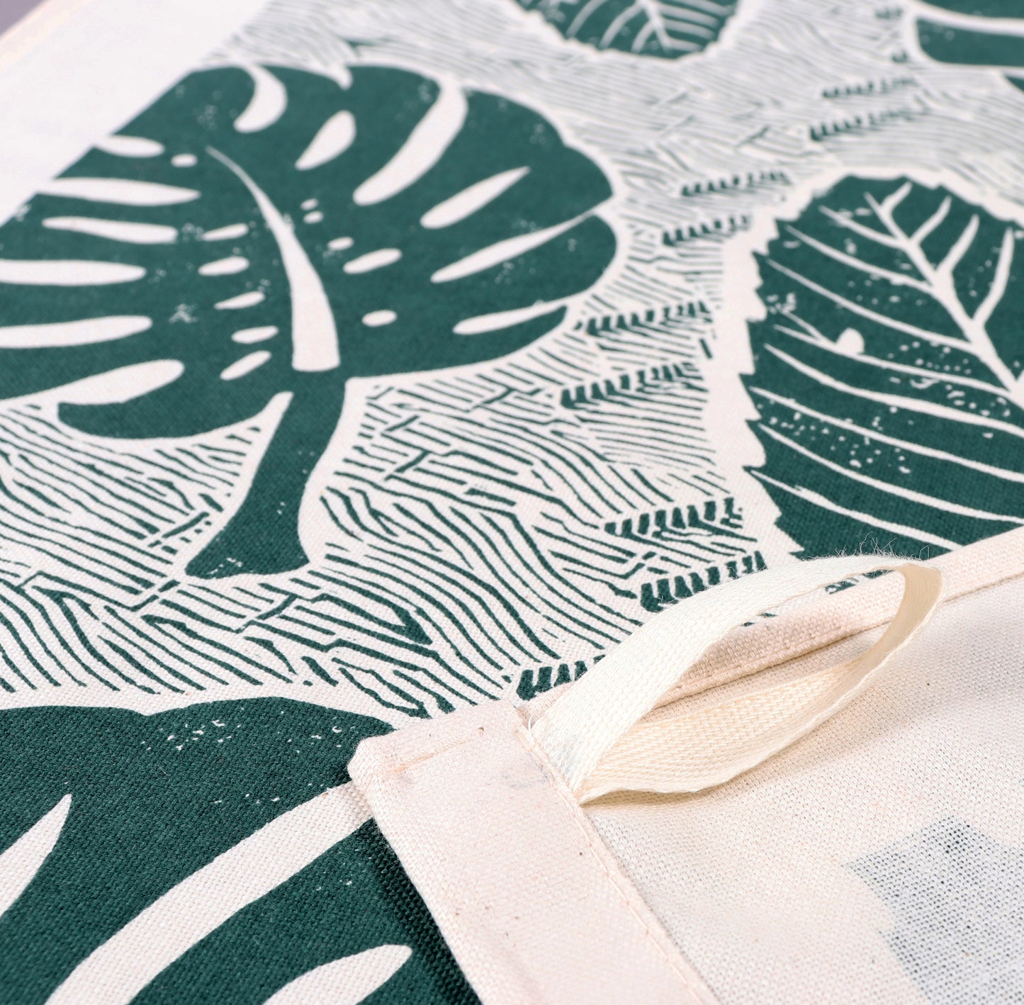 Screenprinted Monstera Leaf Tea Towel detail