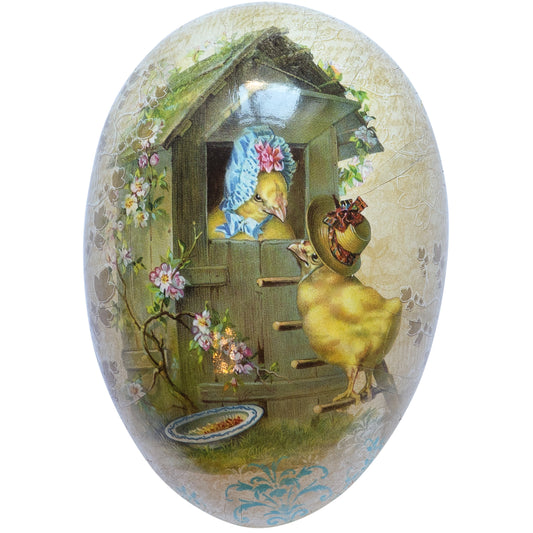 Hildur chick Vintage Style Papier Mache Fillable Easter Egg