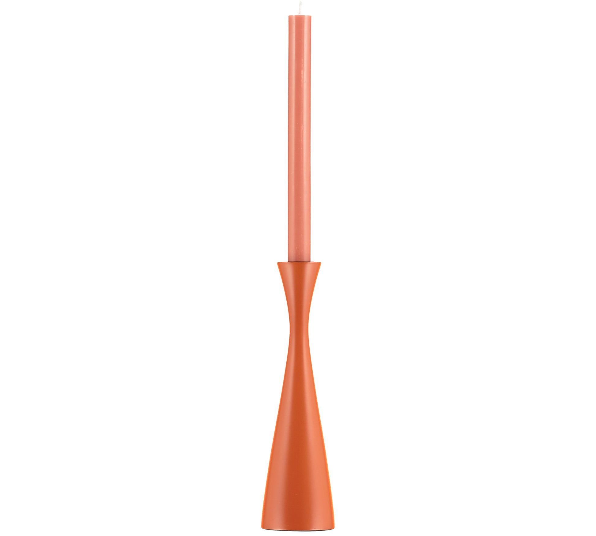 Tall Rust Orange Candleholder with candle
