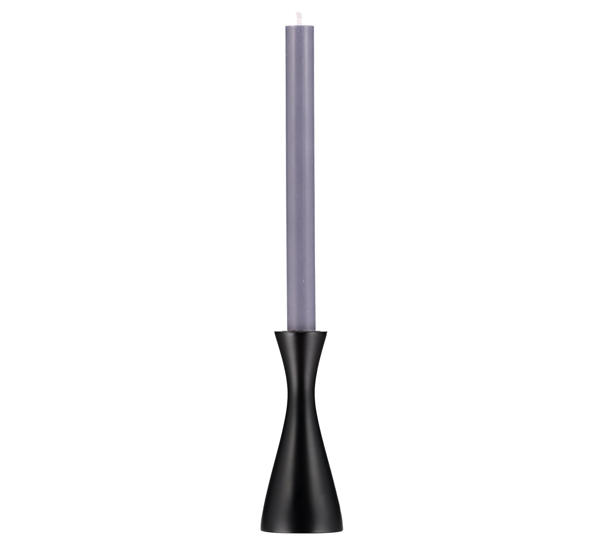 Medium Jet Black Candleholder with candle