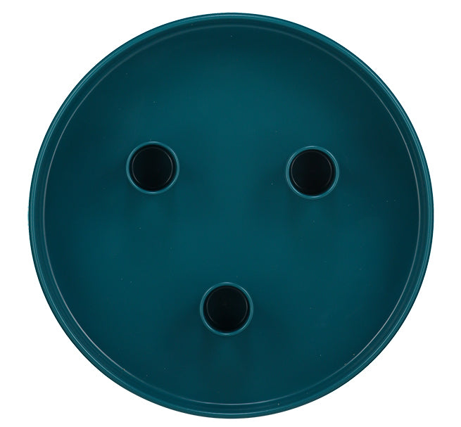 Round Petrol Blue Metal Candle Platter top view