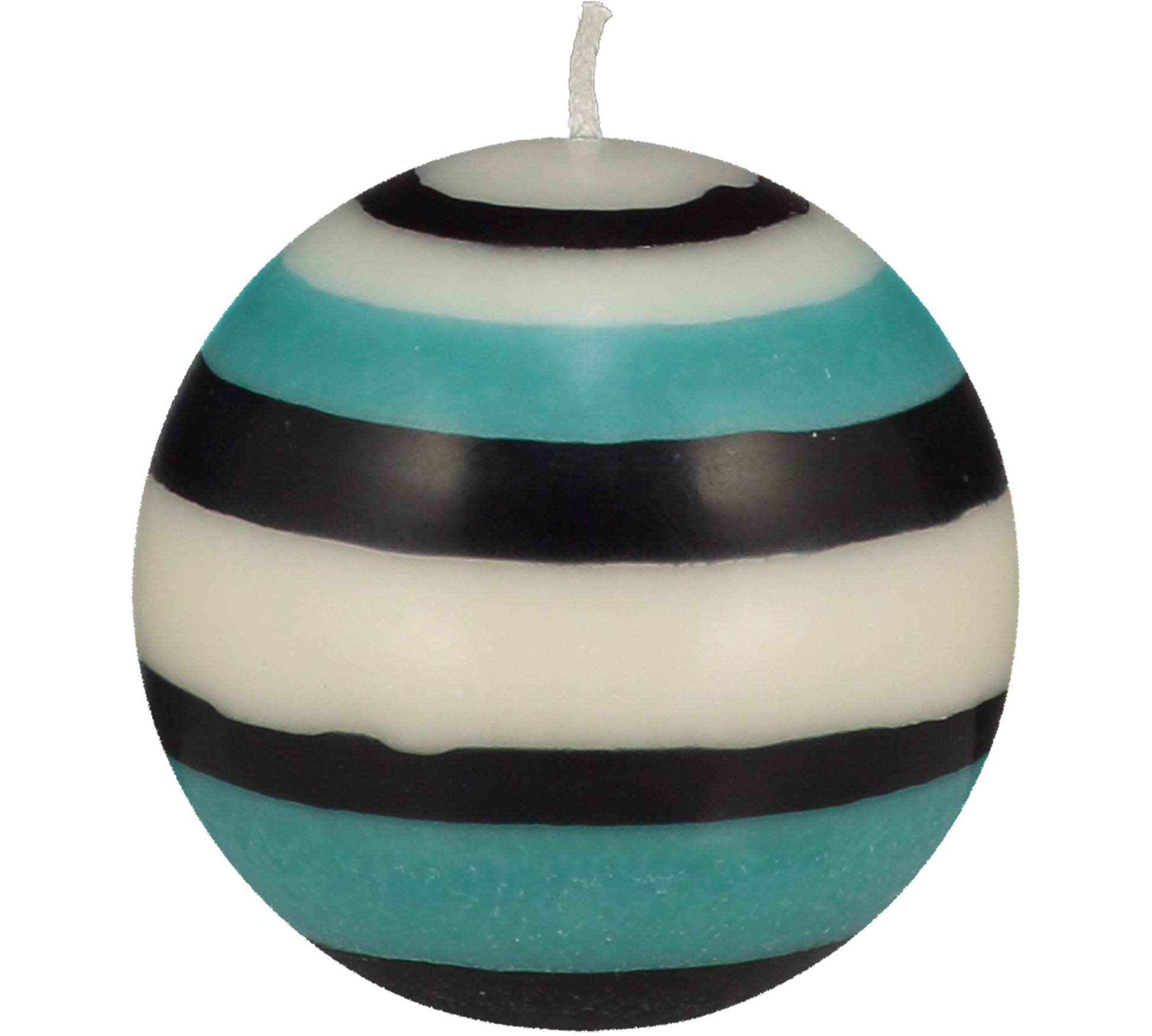 Small Eco Ball Candle in Jet black, Pearl & Honeybird Stripes