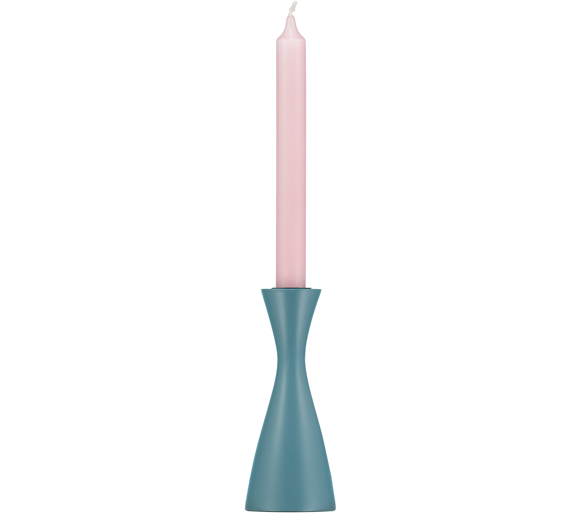 Medium Pompadour Blue Candleholder with candle