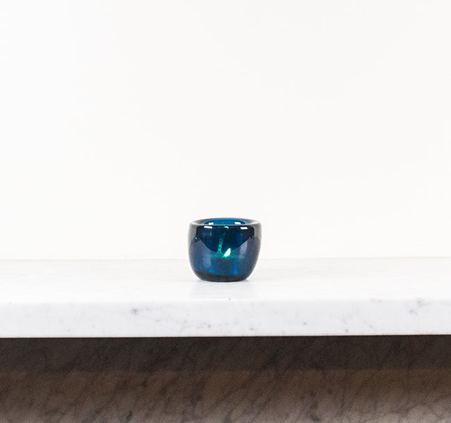 Mineral Blue Handblown Glass Tealight Holder